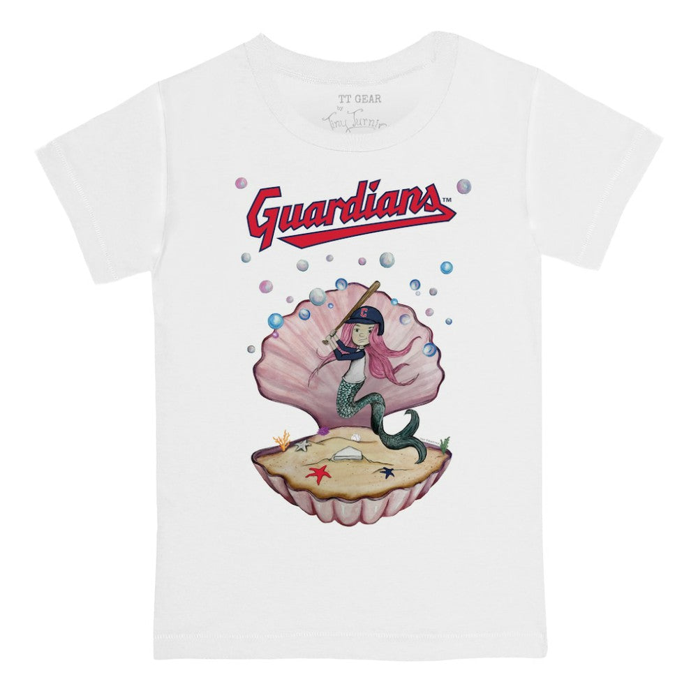 Cleveland Guardians Tiny Turnip Youth Mermaid T-Shirt White