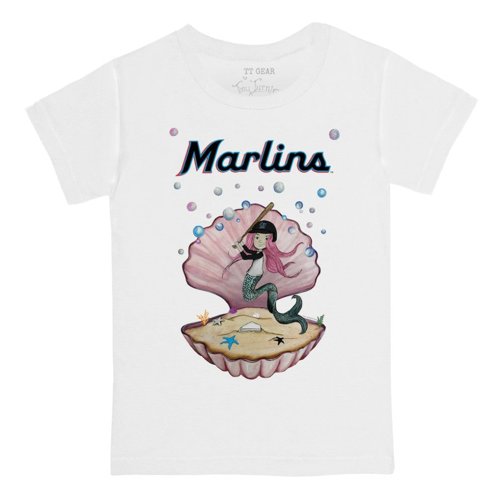 Miami Marlins Tiny Turnip Youth Mermaid T-Shirt White