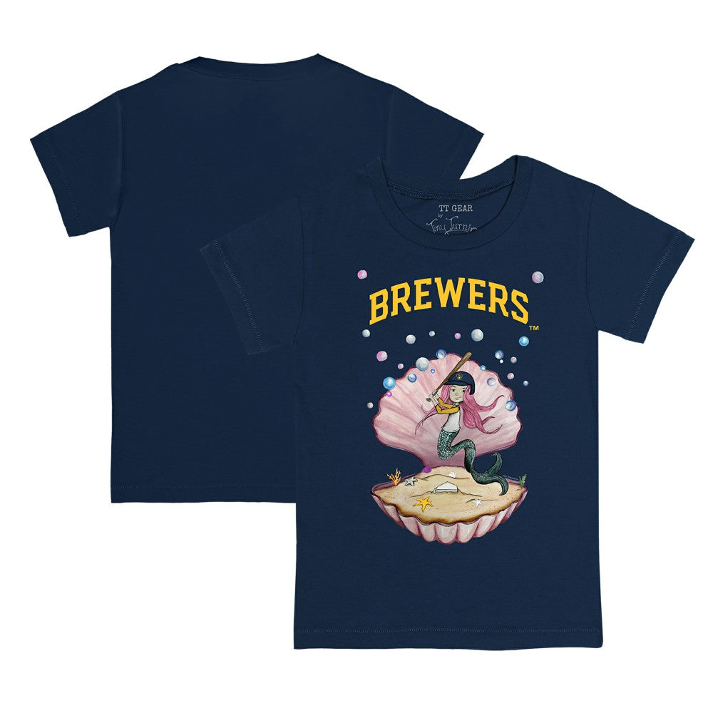 Milwaukee Brewers Tiny Turnip Youth Mermaid T-Shirt Navy