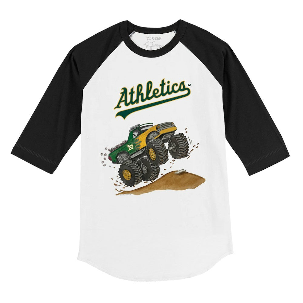 Athletics Tiny Turnip Youth Monster Truck 3/4-Sleeve Raglan T-Shirt White/Black