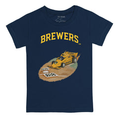 Milwaukee Brewers Tiny Turnip Youth Race Car T-Shirt Navy