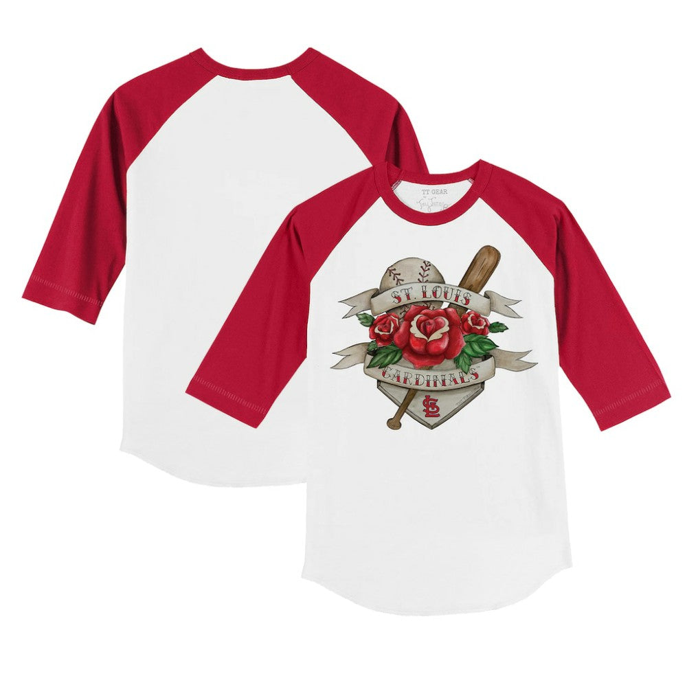 St. Louis Cardinals Tiny Turnip Youth Tattoo Rose 3/4-Sleeve Raglan T-Shirt White/Red