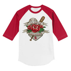 St. Louis Cardinals Tiny Turnip Youth Tattoo Rose 3/4-Sleeve Raglan T-Shirt White/Red