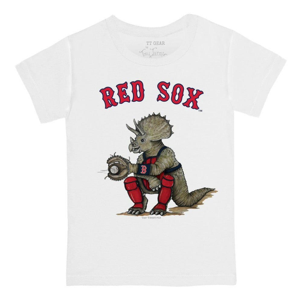Boston Red Sox Tiny Turnip Youth Triceratops T-Shirt White