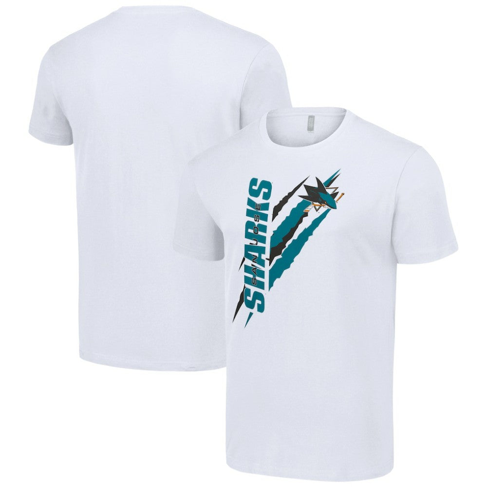 San Jose Sharks Starter Color Scratch T-Shirt - White T-shirts