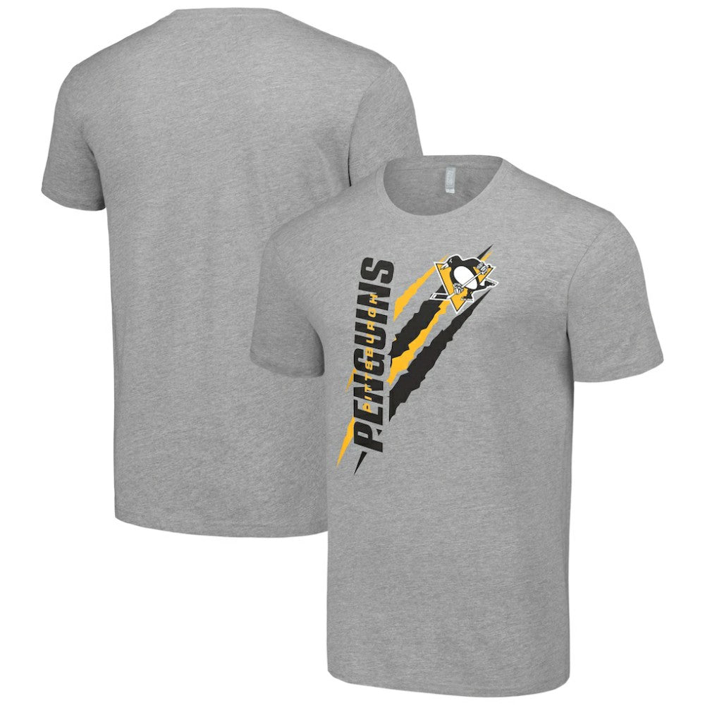 Pittsburgh Penguins Starter Color Scratch T-Shirt - Heather Gray T-shirts