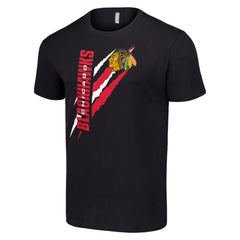 Chicago Blackhawks Starter Color Scratch T-Shirt - Black T-shirts
