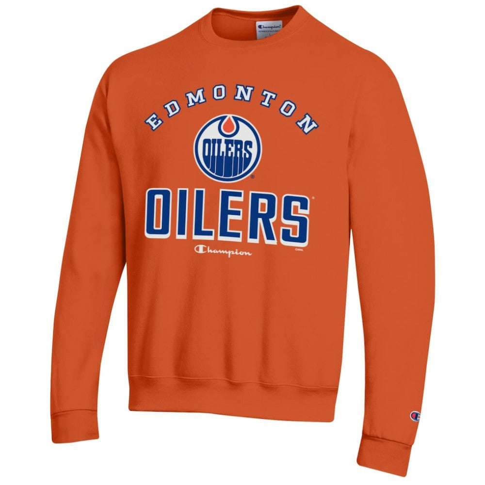 Edmonton Oilers Champion Eco Powerblend Crewneck Sweatshirt - Orange Sweatshirts