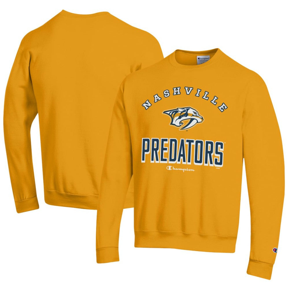 Nashville Predators Champion Eco Powerblend Crewneck Sweatshirt - Gold Sweatshirts