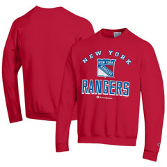 New York Rangers Champion Eco Powerblend Crewneck Sweatshirt - Red Sweatshirts