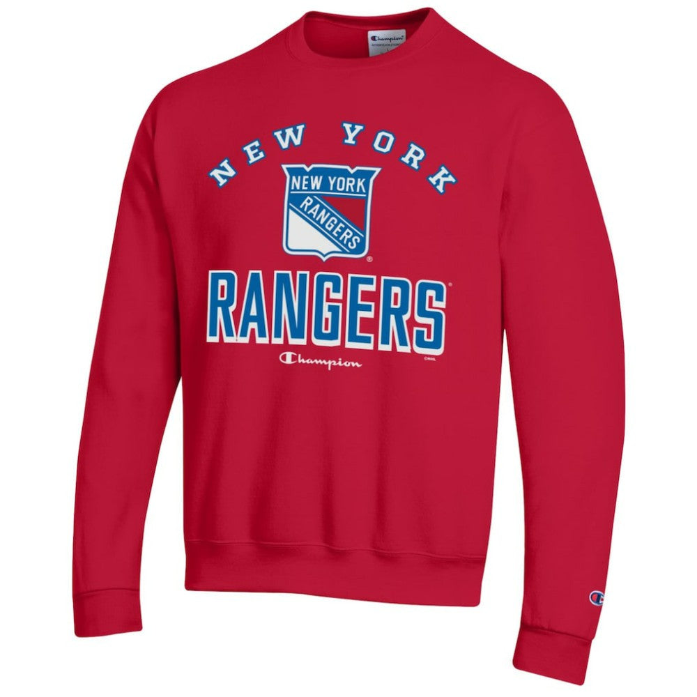 New York Rangers Champion Eco Powerblend Crewneck Sweatshirt - Red Sweatshirts