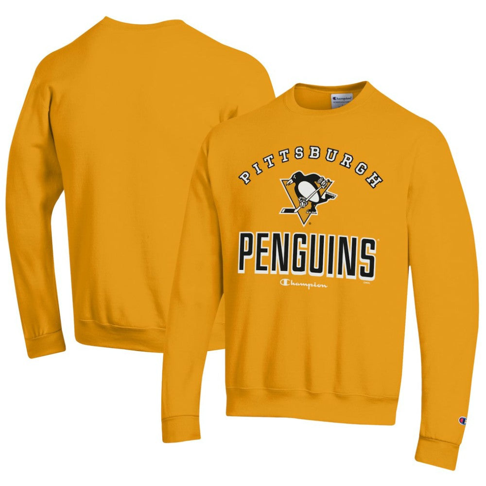 Pittsburgh Penguins Champion Eco Powerblend Crewneck Sweatshirt - Gold Sweatshirts