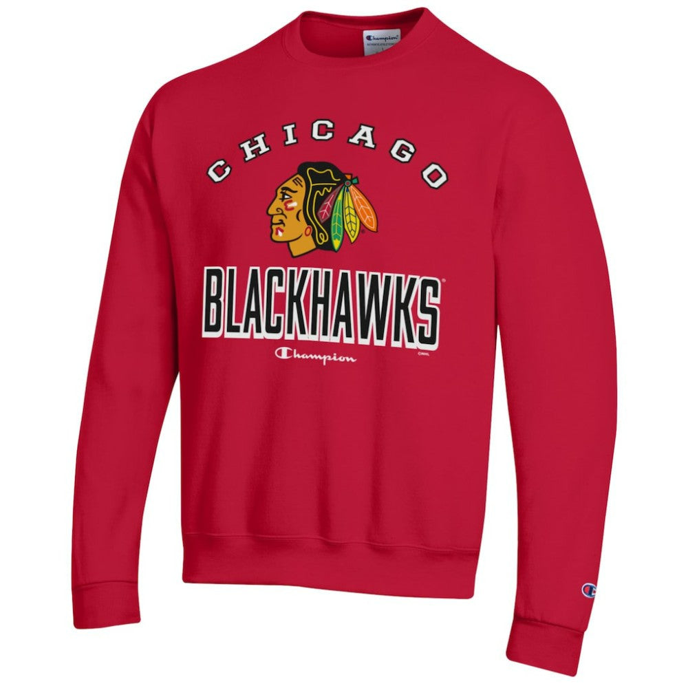 Chicago Blackhawks Champion Eco Powerblend Crewneck Sweatshirt - Red Sweatshirts