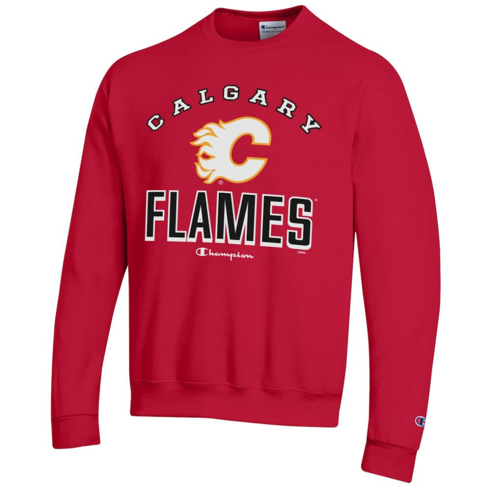 Calgary Flames Champion Eco Powerblend Crewneck Sweatshirt - Red Sweatshirts