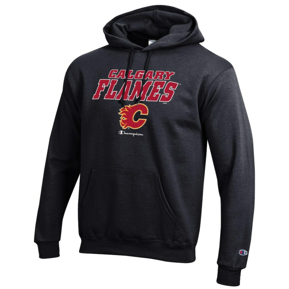 Calgary Flames Champion Eco Powerblend Pullover Hoodie - Black Hoodies