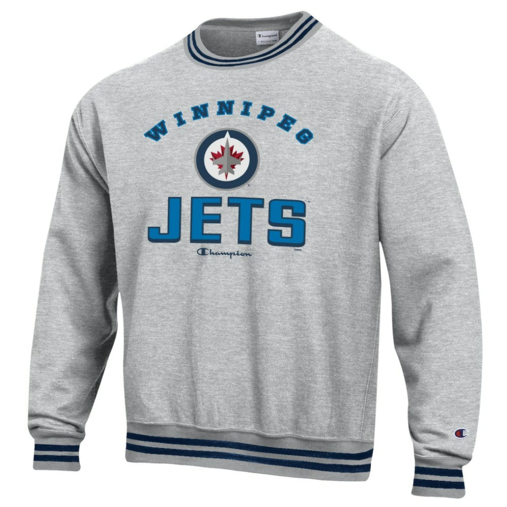 Winnipeg Jets Champion Reverse Weave Yarn Dye Pullover Sweatshirt - Heather Gray Sweatshirts