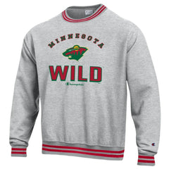 Minnesota Wild Champion Reverse Weave Yarn Dye Pullover Sweatshirt - Heather Gray Sweatshirts