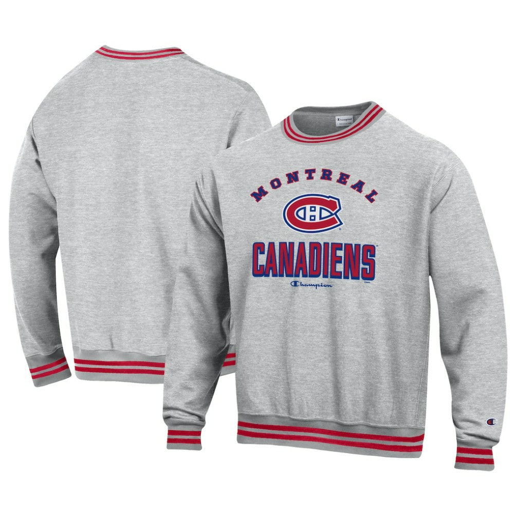 Montreal Canadiens Champion Reverse Weave Yarn Dye Pullover Sweatshirt - Heather Gray Sweatshirts