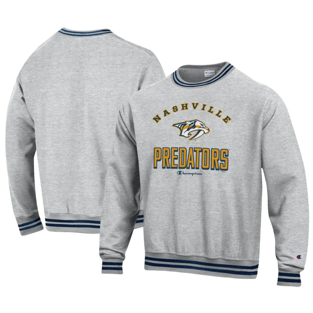 Nashville Predators Champion Reverse Weave Yarn Dye Pullover Sweatshirt - Heather Gray Sweatshirts