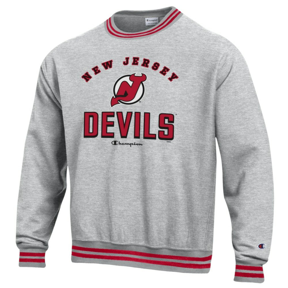 New Jersey Devils Champion Reverse Weave Yarn Dye Pullover Sweatshirt - Heather Gray Sweatshirts