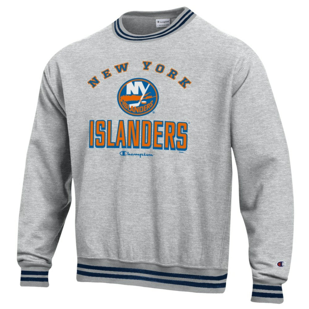 New York Islanders Champion Reverse Weave Yarn Dye Pullover Sweatshirt - Heather Gray Sweatshirts