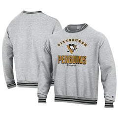 Pittsburgh Penguins Champion Reverse Weave Yarn Dye Pullover Sweatshirt - Heather Gray Sweatshirts