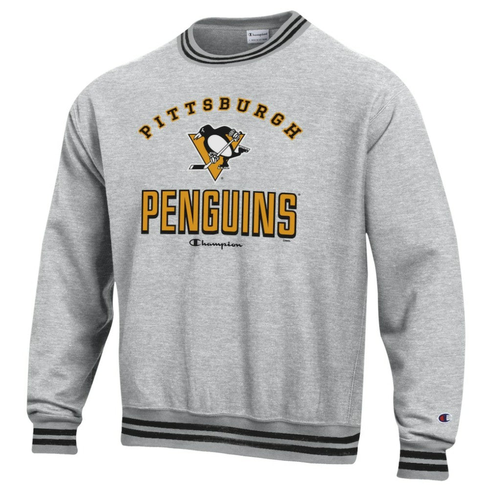 Pittsburgh Penguins Champion Reverse Weave Yarn Dye Pullover Sweatshirt - Heather Gray Sweatshirts