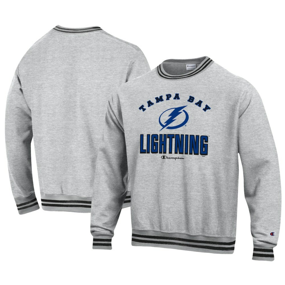 Tampa Bay Lightning Champion Reverse Weave Yarn Dye Pullover Sweatshirt - Heather Gray Sweatshirts