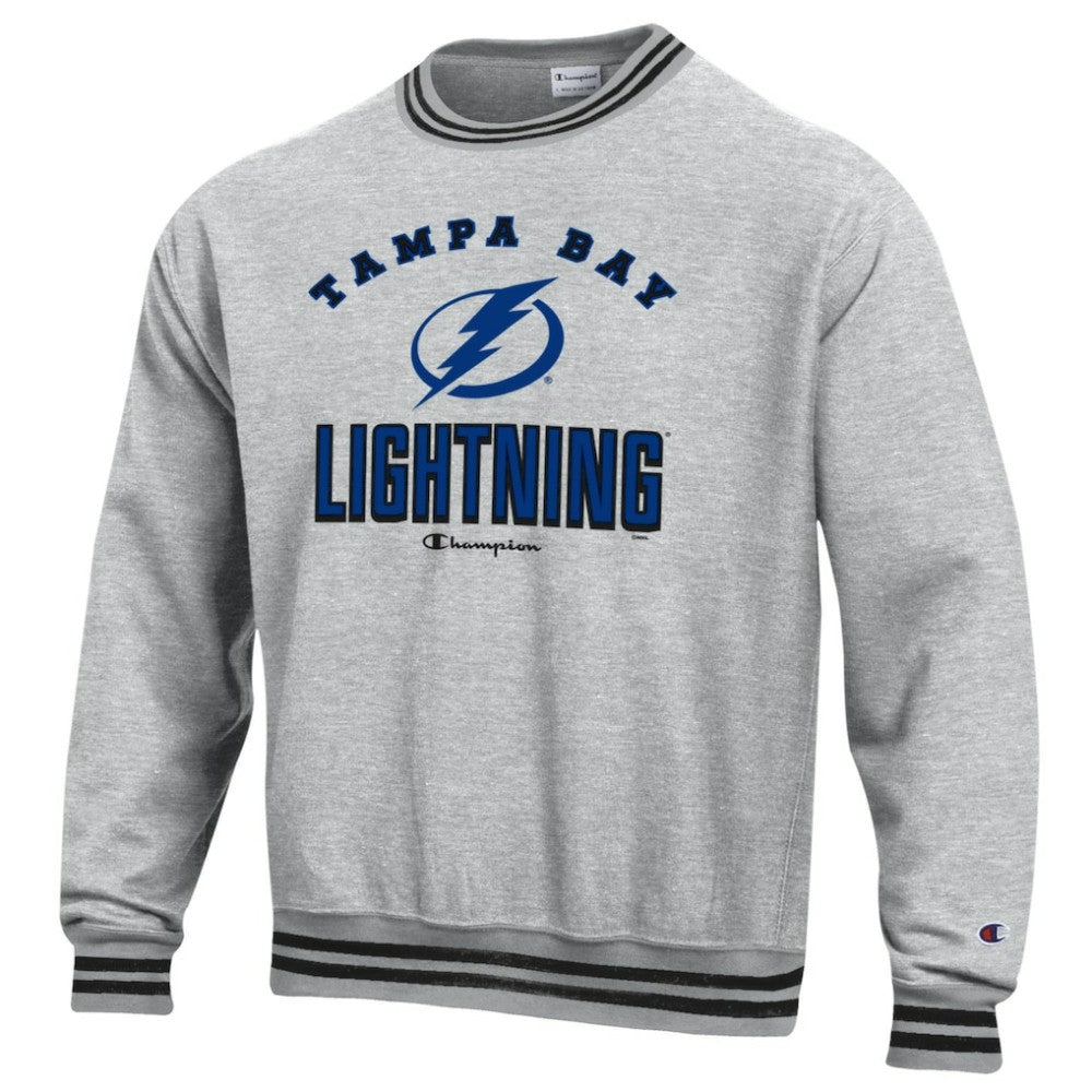 Tampa Bay Lightning Champion Reverse Weave Yarn Dye Pullover Sweatshirt - Heather Gray Sweatshirts