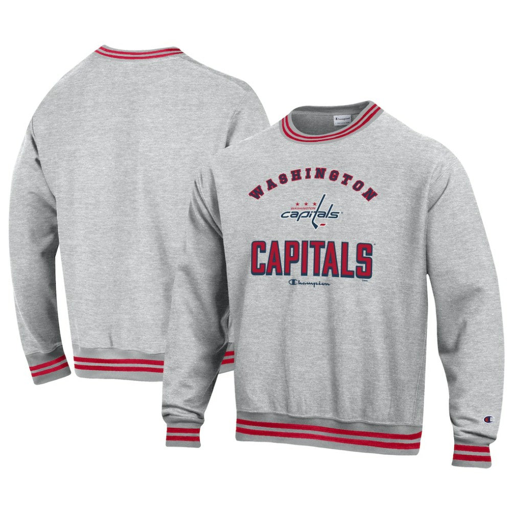 Washington Capitals Champion Reverse Weave Yarn Dye Pullover Sweatshirt - Heather Gray Sweatshirts