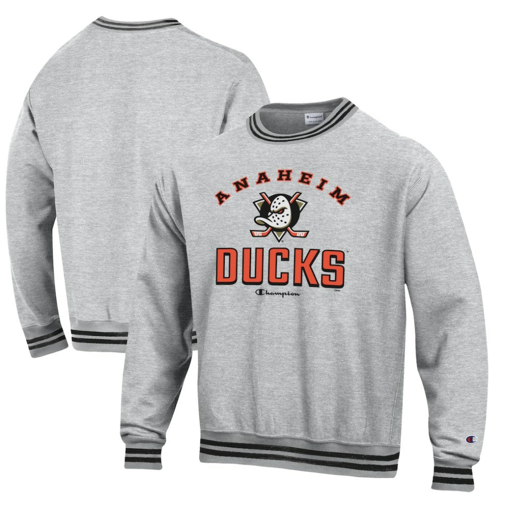 Anaheim Ducks Champion Reverse Weave Yarn Dye Pullover Sweatshirt - Heather Gray Sweatshirts