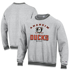 Anaheim Ducks Champion Reverse Weave Yarn Dye Pullover Sweatshirt - Heather Gray Sweatshirts