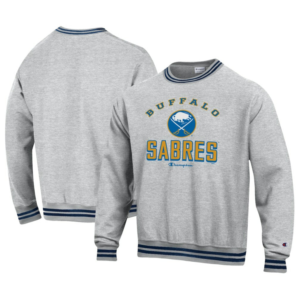 Buffalo Sabres Champion Reverse Weave Yarn Dye Pullover Sweatshirt - Heather Gray Sweatshirts