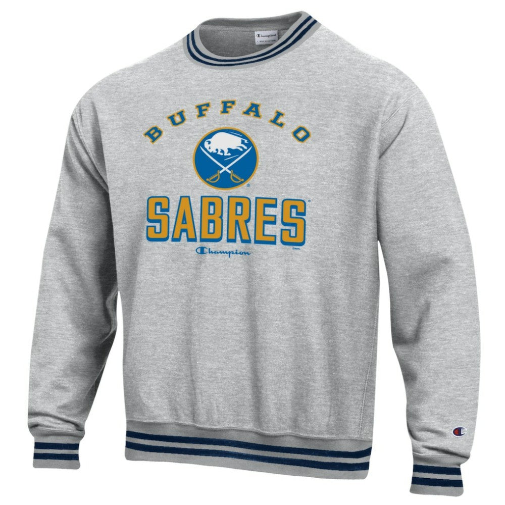 Buffalo Sabres Champion Reverse Weave Yarn Dye Pullover Sweatshirt - Heather Gray Sweatshirts