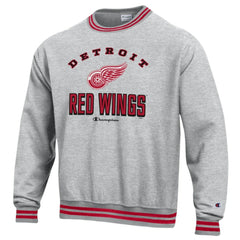 Detroit Red Wings Champion Reverse Weave Yarn Dye Pullover Sweatshirt - Heather Gray Sweatshirts