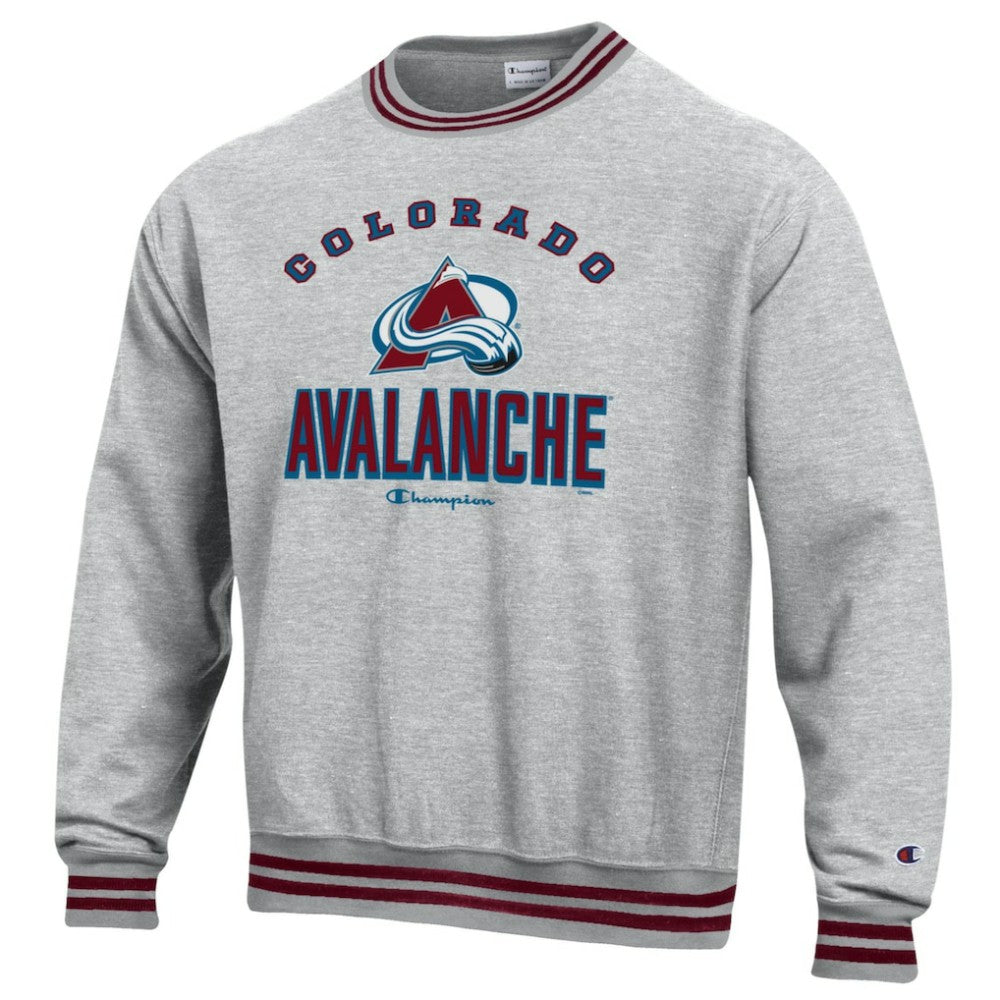 Colorado Avalanche Champion Reverse Weave Yarn Dye Pullover Sweatshirt - Heather Gray Sweatshirts