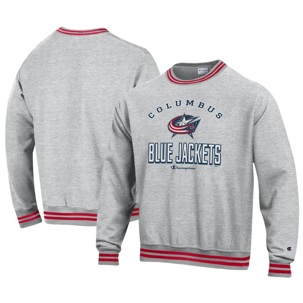 Columbus Blue Jackets Champion Reverse Weave Yarn Dye Pullover Sweatshirt - Heather Gray Sweatshirts