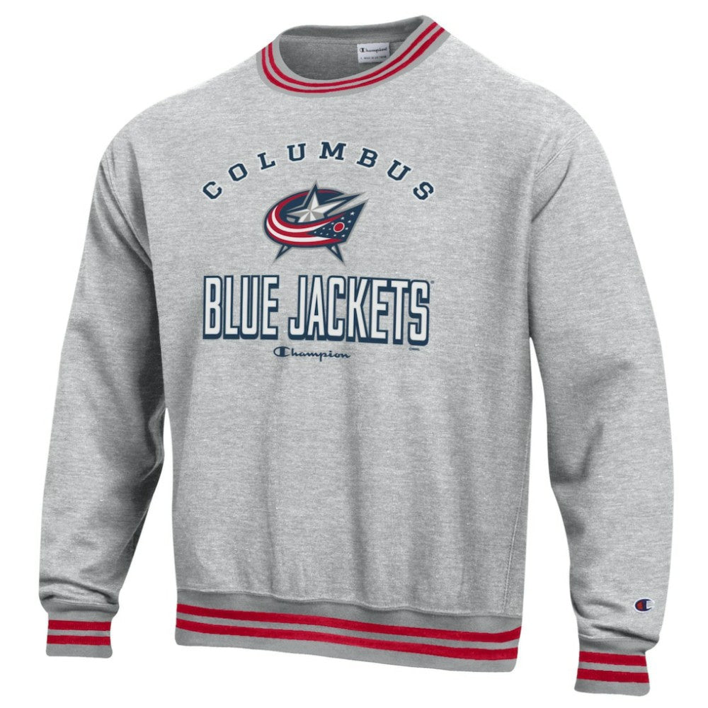 Columbus Blue Jackets Champion Reverse Weave Yarn Dye Pullover Sweatshirt - Heather Gray Sweatshirts