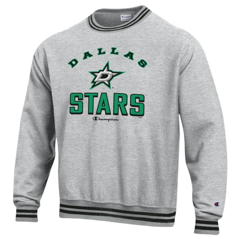 Dallas Stars Champion Reverse Weave Yarn Dye Pullover Sweatshirt - Heather Gray Sweatshirts