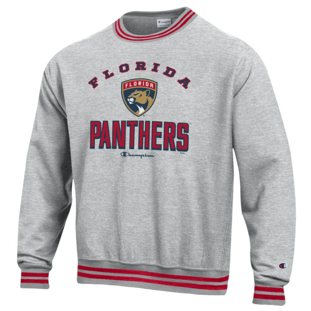 Florida Panthers Champion Reverse Weave Yarn Dye Pullover Sweatshirt - Heather Gray Sweatshirts