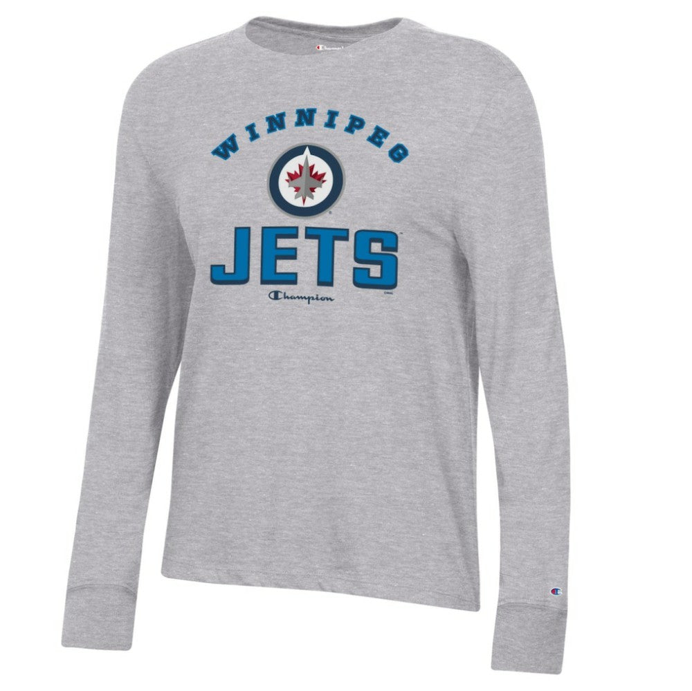Winnipeg Jets Champion Women's Core Long Sleeve T-Shirt - Heather Gray T-shirts