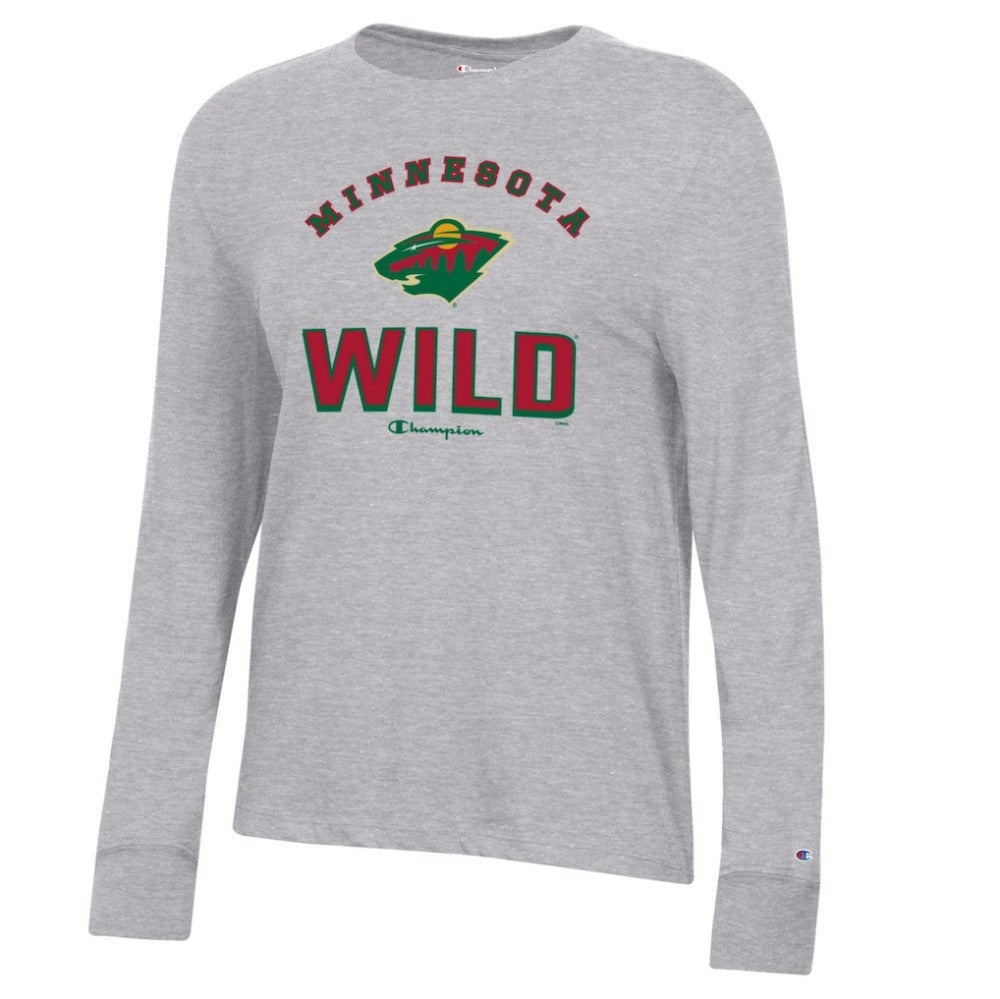 Minnesota Wild Champion Women's Core Long Sleeve T-Shirt - Heather Gray T-shirts