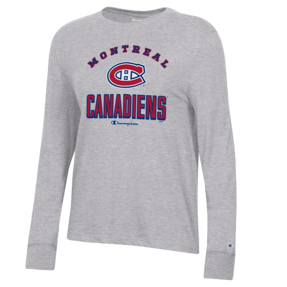 Montreal Canadiens Champion Women's Core Long Sleeve T-Shirt - Heather Gray T-shirts