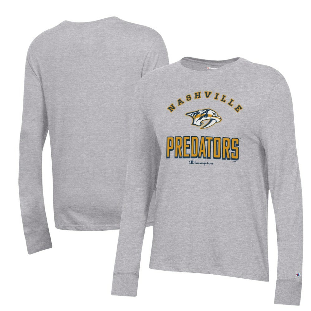 Nashville Predators Champion Women's Core Long Sleeve T-Shirt - Heather Gray T-shirts