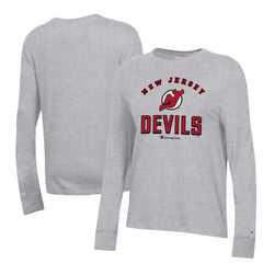 New Jersey Devils Champion Women's Core Long Sleeve T-Shirt - Heather Gray T-shirts