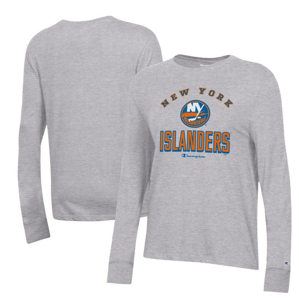 New York Islanders Champion Women's Core Long Sleeve T-Shirt - Heather Gray T-shirts