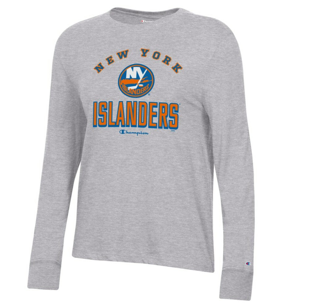 New York Islanders Champion Women's Core Long Sleeve T-Shirt - Heather Gray T-shirts