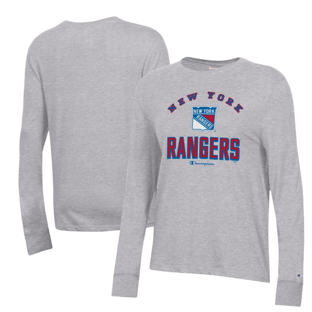 New York Rangers Champion Women's Core Long Sleeve T-Shirt - Heather Gray T-shirts