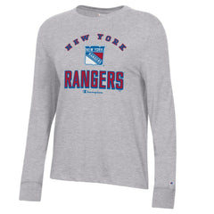 New York Rangers Champion Women's Core Long Sleeve T-Shirt - Heather Gray T-shirts