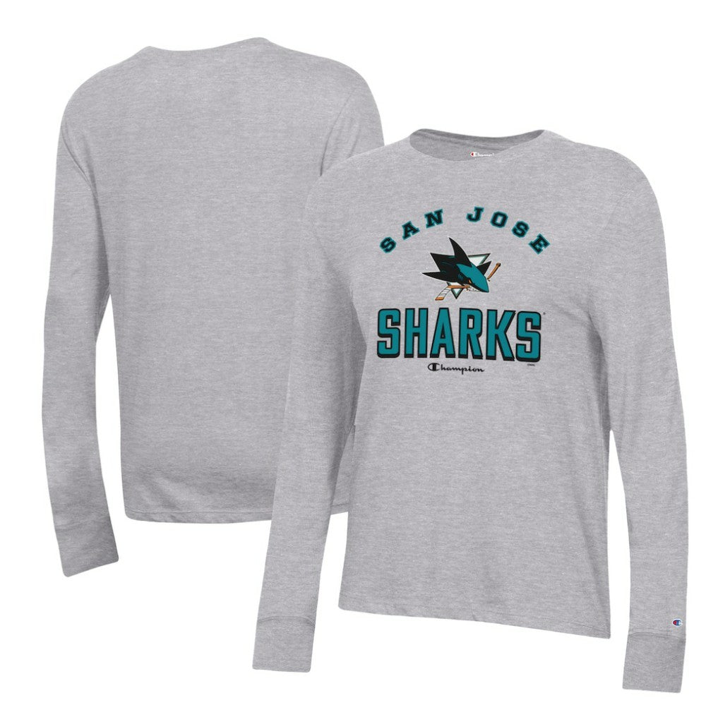 San Jose Sharks Champion Women's Core Long Sleeve T-Shirt - Heather Gray T-shirts